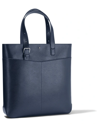 Shop Montblanc Sartorial Vertical Tote Man Handbag Midnight Blue Size - Calfskin