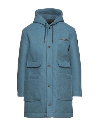 Shop Oof Man Coat Pastel Blue Size 40 Acrylic, Polyester, Wool