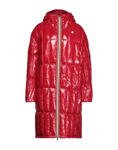 K-way Quilted Down Midi Puffer Coat In Red | ModeSens