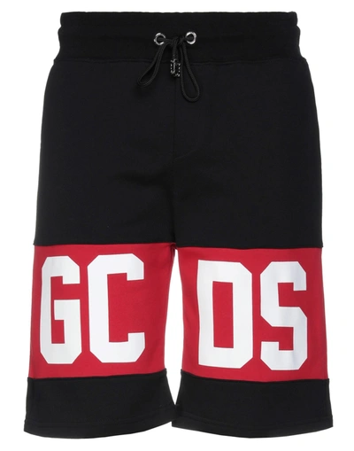 Shop Gcds Man Shorts & Bermuda Shorts Black Size S Cotton