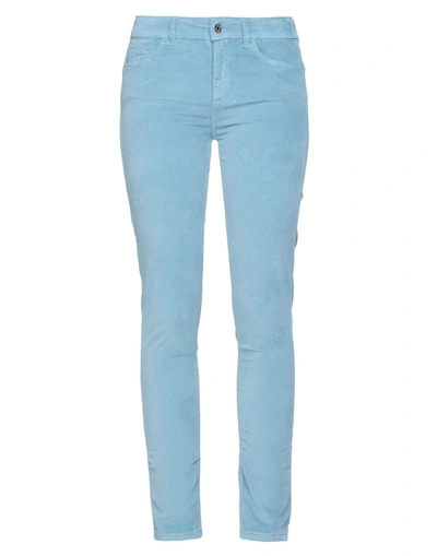 Shop Liu •jo Woman Pants Pastel Blue Size 26w-30l Cotton, Elastane