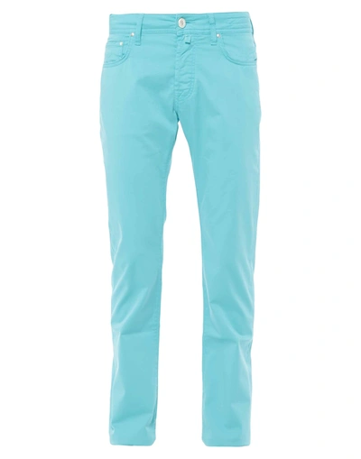 Shop Jacob Cohёn Pants In Turquoise