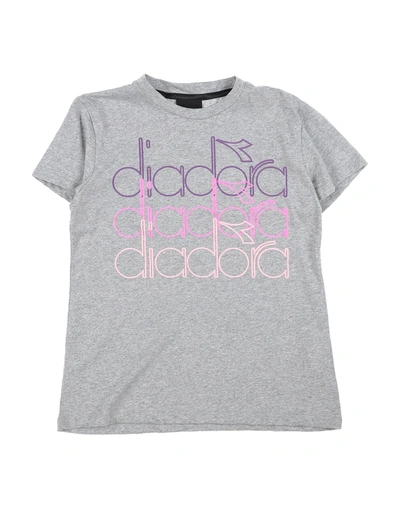 Shop Diadora T-shirts In Light Grey