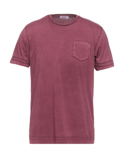 Shop Crossley Man T-shirt Burgundy Size M Cotton In Red