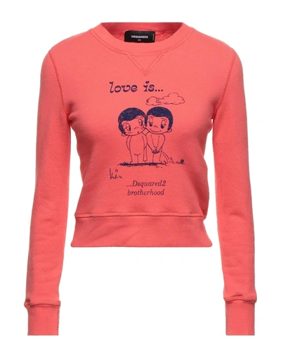 Shop Dsquared2 Woman Sweatshirt Coral Size L Cotton, Elastane In Red