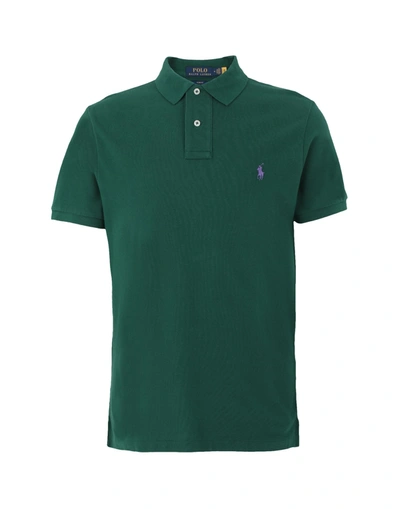 Shop Polo Ralph Lauren Man Polo Shirt Dark Green Size L Cotton