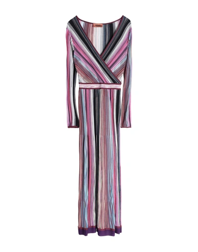 Shop Missoni Woman Midi Dress Fuchsia Size 6 Viscose, Cotton, Silk, Elastane In Pink