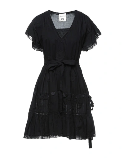 Shop Semicouture Woman Mini Dress Black Size 8 Cotton