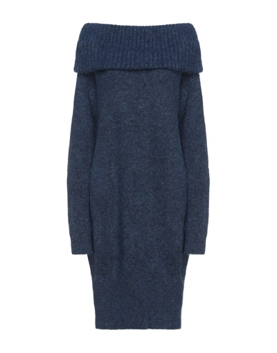 Shop Cruciani Woman Midi Dress Midnight Blue Size 4 Mohair Wool, Polyamide, Wool, Elastane