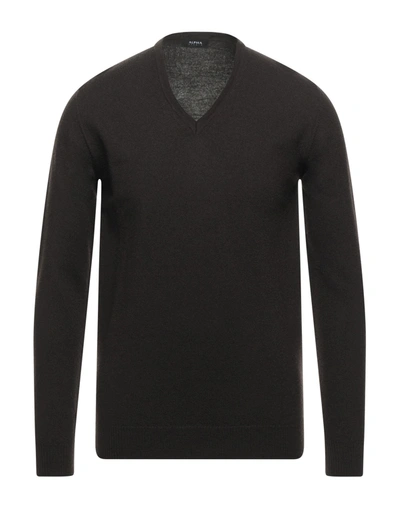 Shop Alpha Studio Sweaters In Dark Brown