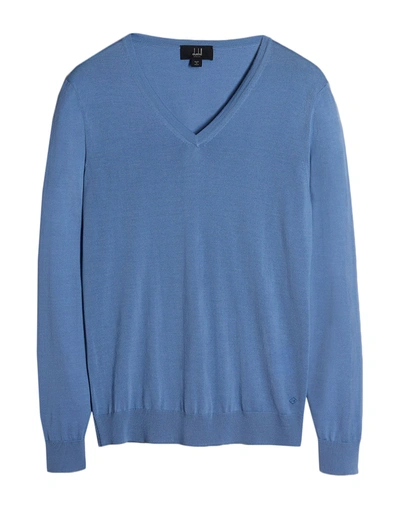 Shop Dunhill Man Sweater Slate Blue Size Xxl Wool
