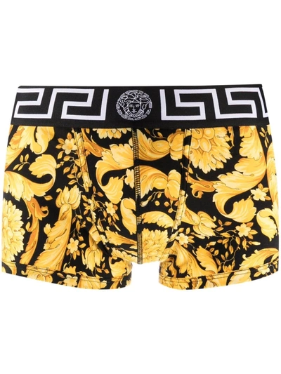 Shop Versace Barocco-print Boxer Trunks In 黑色