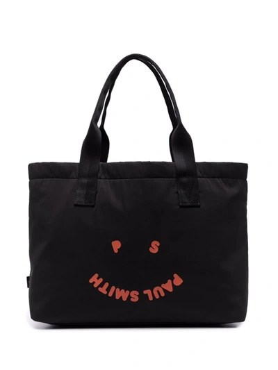Shop Ps By Paul Smith Smiley Logo Tote Bag In Schwarz