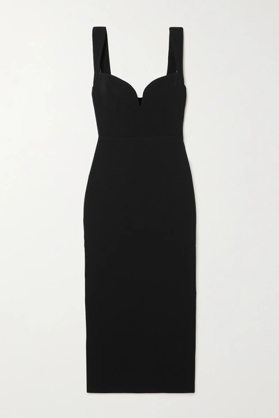 Shop Alex Perry Spencer Crepe Midi Dress In Black