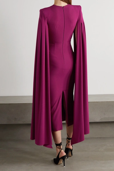 Shop Alex Perry Kennedy Cape-effect Satin-crepe Midi Dress In Burgundy