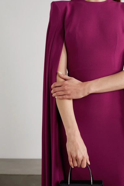 Shop Alex Perry Kennedy Cape-effect Satin-crepe Midi Dress In Burgundy