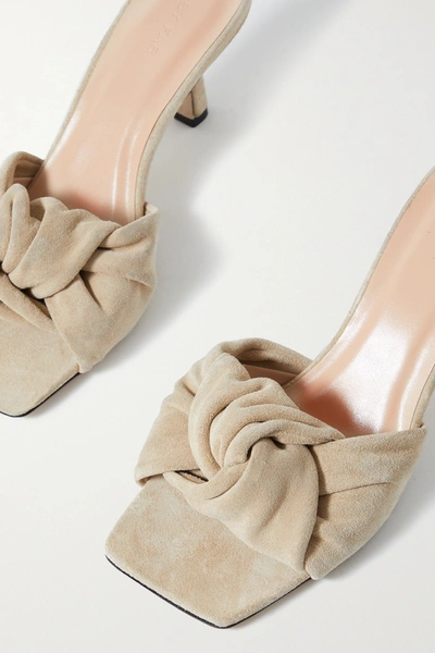Shop By Far Lana Knotted Suede Mules In Neutrals