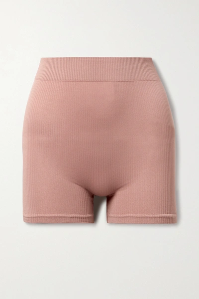 Shop Skims Stretch Rib Shorts In Pink