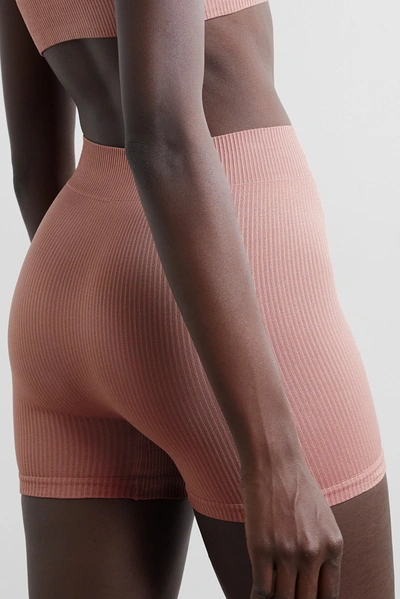 Shop Skims Stretch Rib Shorts In Pink