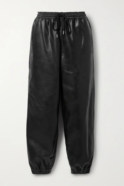 Shop Stella Mccartney Kira Vegetarian Leather Track Pants In Black