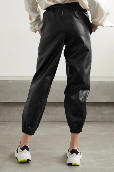 Shop Stella Mccartney Kira Vegetarian Leather Track Pants In Black