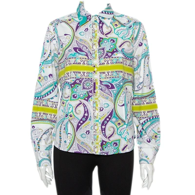 Pre-owned Etro Multicolor Paisley Prited Cotton Button Front Shirt L