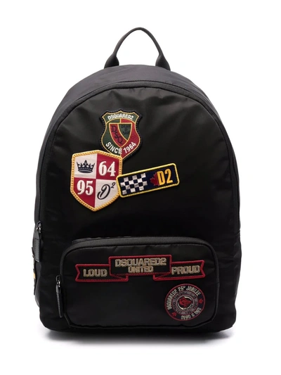 Shop Dsquared2 Embroidered-logo Patch Backpack In Black