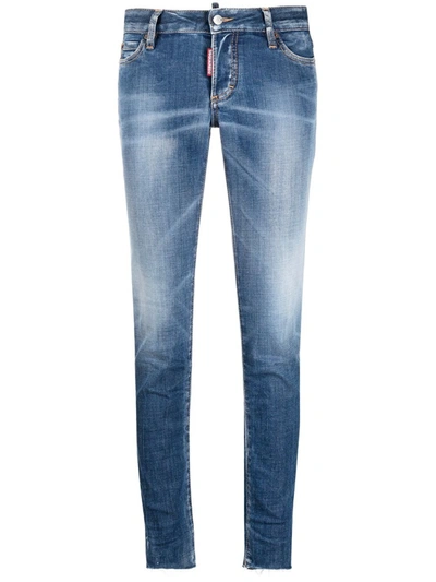 Shop Dsquared2 Blue Stonewashed Skinny Jeans