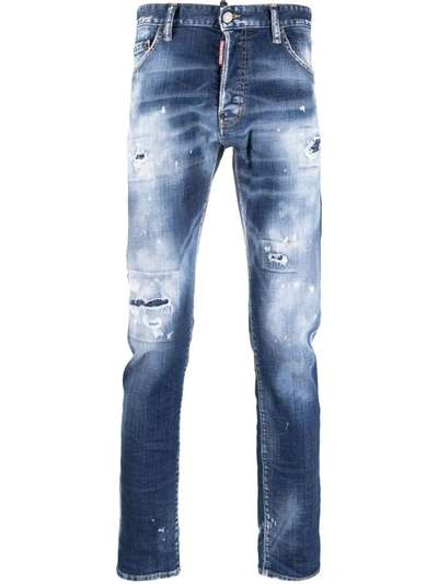 Shop Dsquared2 Bleach-wash Mid-rise Skinny Jeans In Blue