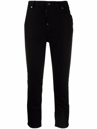 Shop Dsquared2 Black High-waisted Cropped Jeans