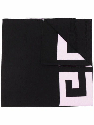 Shop Givenchy 4g Knitted Wool Scarf In Black