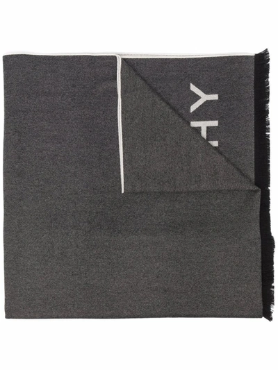Shop Givenchy Logo-print Knitted Scarf In Grey