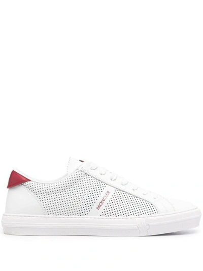 Shop Moncler Sneakers New Monaco With Perforation Details In White