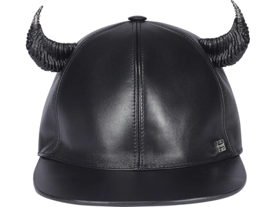 Shop Givenchy Horn Detailed Logo Plaque Baseball Cap In Black