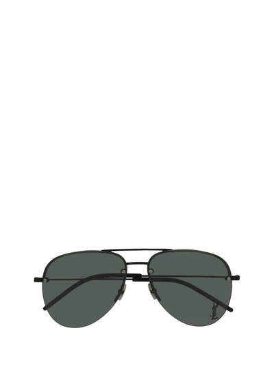 Shop Saint Laurent Eyewear Classic Aviator Sunglasses In Black