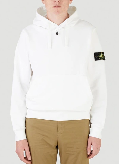 Shop Stone Island Logo Patch Hoodie In White
