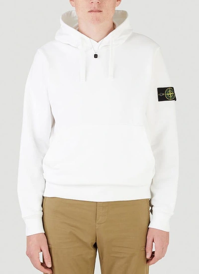 White hoodie hot sale stone island