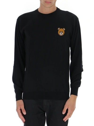 Shop Moschino Teddy Bear Embroidered Jumper In Black
