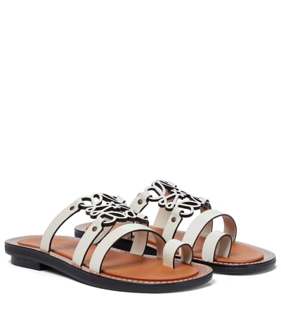 Loewe Anagram Leather Sandals In White ModeSens