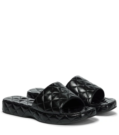 Shop By Far Lilo Quilted Leather Slides In 黑色