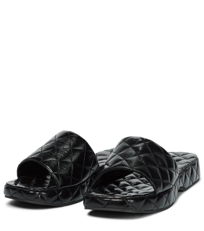 Shop By Far Lilo Quilted Leather Slides In 黑色