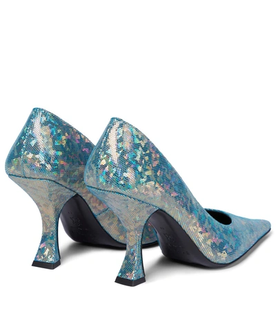 Shop By Far Viva Holographic Leather Pumps In 蓝色