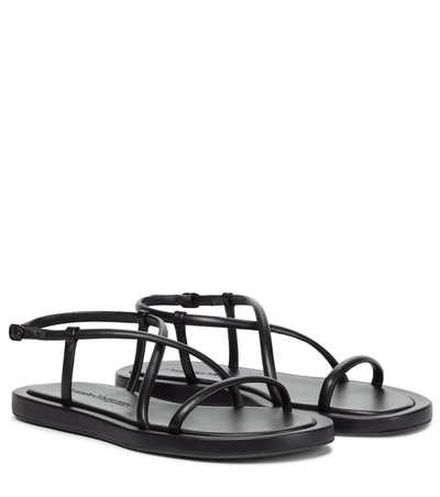 Shop Alexander Mcqueen Flat Leather Sandals In 黑色