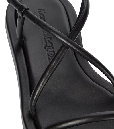 Shop Alexander Mcqueen Flat Leather Sandals In 黑色