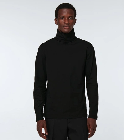 Shop Jil Sander Long-sleeved Cotton Turtleneck In Black