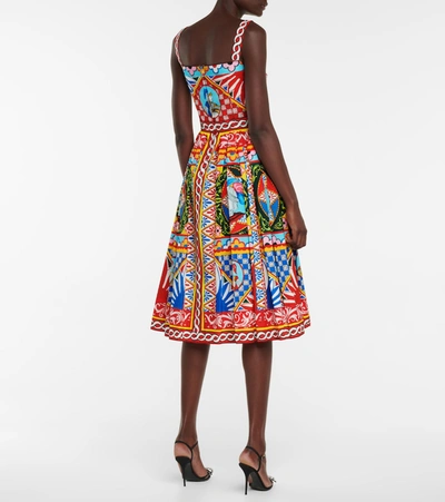 Shop Dolce & Gabbana Printed Cotton Midi Dress In Multicoloured