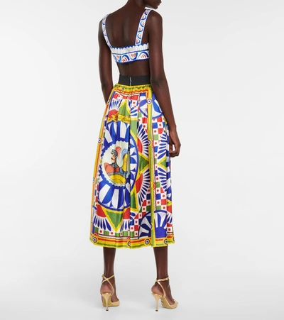 Shop Dolce & Gabbana Printed Silk Midi Skirt In Multicoloured