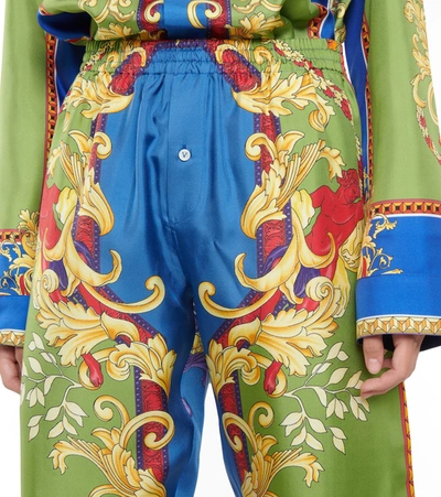 Shop Versace Medusa Renaissance Silk Pajama Pants In Multicoloured