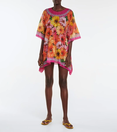 Shop Dolce & Gabbana Floral Printed Mini Dress In Multicoloured