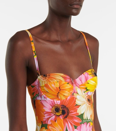 Shop Dolce & Gabbana Floral Swimsuit In Multicoloured